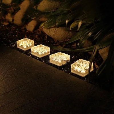 Produktbild von Solar betonlampen - wasserbeständige Eisklotlampen für Außenbereiche, geeignet für Pfade und dekorative Steinschmuck, 10 cm x 10 cm (4 Stück, warmes Weißlicht, groß)