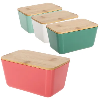 4 Aufbewahrungsboxen mit Bambusdeckel, 13x8x7 cm, luftdicht