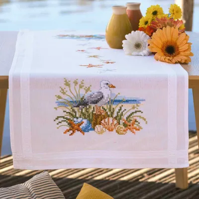 Productafbeelding van Borduurset Vervaco, tafelloper "Brise océanique", 40 x 100 cm