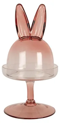 Image de Clayre & Eef Cloche Ø 12x23 cm Rose Verre Lapin