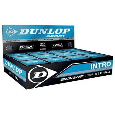 Produktbild von Dunlop Squashball Intro Anfänger 12 Stück - blaue Markierung - extra groß
