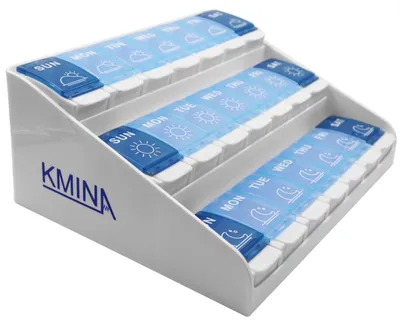 Produktbild von KMINA Tablettenbox 7 Tage 3 Fächer, Groß, Englisch, Medikamentenbox
