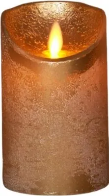 Productafbeelding van Batterijverlichting kaars wax rustiek met bewegende vlam goud 12.5 cm Anna's Collection