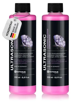 Produktbild von 2x250ml Ultraschallreiniger, Spezialreinigungskonzentrat Amethyst mit extra Fettlösekraft für Optik und Mechanik