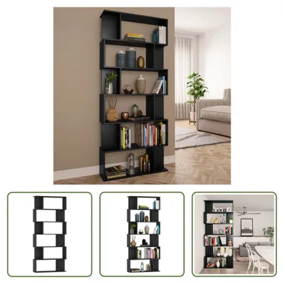 Produktbild von The Living Store Bücherregal/Raumteiler Schwarz 80x24x192 cm Holzwerkstoff