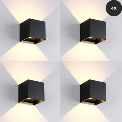 Image de Livista® - Applique murale étanche LED Set de 4 - 12W - Angle d'éclairage réglable - Design carré - Pour le
