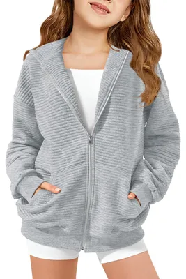 Produktbild von Elzusha – Mädchen-Zip-Hoodie in Grau für Komfort und Stil