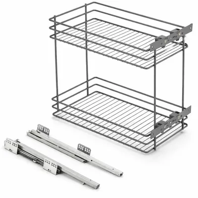 Produktbild von Küchenauszug 300mm Unterschrank-Auszug 2 Etagen Anthrazit Soft-Close Vollauszug