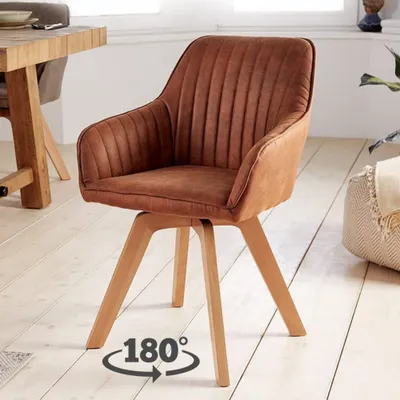 Produktbild von Moderner Drehstuhl NOVO used-brown Buchenholz Beine Armlehnen