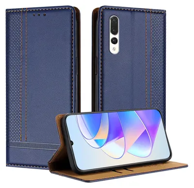 Produktbild von Handyhülle für Huawei P20 Pro Leder Flip Klappbare Schutzhülle mit Standfunktion Blau
