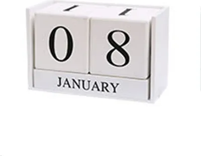 Produktbild von INF Holz Kalender Ewiger Schreibtisch Nachbildung Weiß
