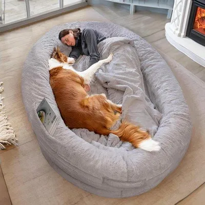 Immagine prodotto di Grande cuccia per cani grigia, comoda e calda, con rivestimento sfoderabile