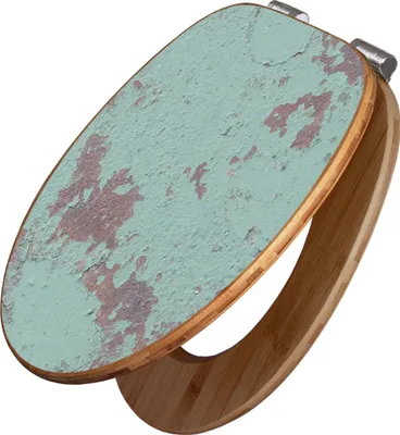 Produktbild von banjado Design WC Sitz Bambus Absenkautomatik -Blaue Struktur - Toilettendeckel mit Absenkautomatik Holz/hochwertiger Bambus Klodeckel/WC-Sitz für alle gängigen Toiletten [TDB2 11494]