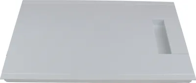 A white refrigerator door shelf, also known as a freezer compartment for inner doors.