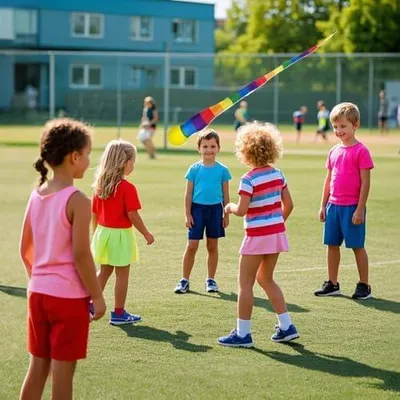Produktbild von 3 Regenbogen-Spielbälle mit Schweifen in Regenbogenfarben