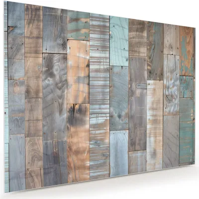 Produktbild von Glasbild 120x90cm in XXL für Wohnzimmer, Schlafzimmer Motiv Holzplanken Vintage