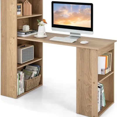 Productafbeelding van Bureau – Computertafel – Werkplek – Schrijftafel – Met 6 Opbergvakken – Zijplank Links of Rechts – 122x56x122 cm