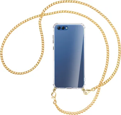 Produktbild von Handykette Backcover-Schutzhülle mit Band (Metall goldfarben) für Honor View 10 / V10 - goldfarbene Kette