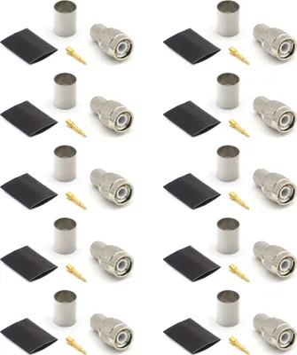 Image de Connecteur à sertir TNC mâle pour LMR400 Belden 9913 RG8, nickelé, avec broche dorée (pack de 10)