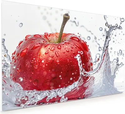 Produktbild von Küchenrückwand Spritzschutz Glas mit Motiv Spritzender Apfel 40 x 40 cm