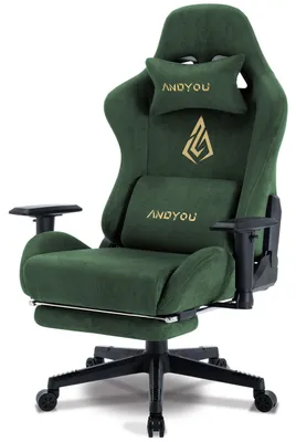 Obrázek produktu pro Herní židle – Ergonomická kancelářská židle – S podnožkou a bederní opěrkou – Nastavitelná výška – Otočná o 360 stupňů – Černá