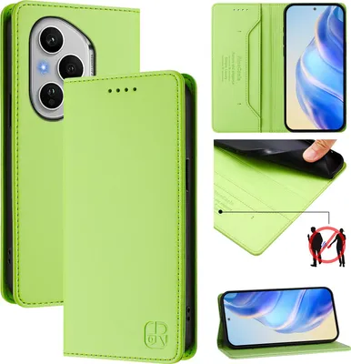 Immagine prodotto di Custodia in pelle per Honor 400 Pro, flip case con slot per carte, portafoglio e supporto Verde