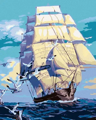 Produktbild von Zuty - Malen nach Zahlen - SCHIFF UND MÖWEN AUF DEM MEER, 40x50 cm, mit Keilrahmen (bereits gespannt)