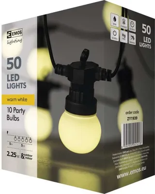 Obrázok produktu pre LED rozprávkové svetlá - Party svetlá mliečne, 5 m, 50 LED, teplá biela, vonkajšie