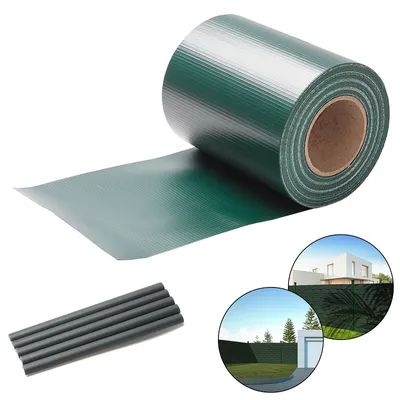 Immagine prodotto di Strisce di schermatura per la privacy Pellicola di recinzione opaca in PVC spessa e bifacciale a bassa riflessione per la protezione solare Pellicola di schermatura per la privacy 8 rotoli á 35m x 19cm verde