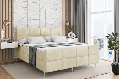 Produktbild von ALTDECOR Boxspringbett mit Silber Füßen, Matratze und Lattenrost, Topper, Fußteil, Polsterbett mit Bettkasten, Bett mit Stauraum H3-Matratze, Doppelbett - ARDENI-FS-Z - 180x200 - Beige Casablanca