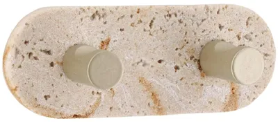 Produktbild von TENDANCE | Doppelter Badhaken - Handtuchhalter - Badetuchhalter - creme - gold - 4 x 12 x 5 cm - aus Polyresin - Wandhaken - modern - Praktisch