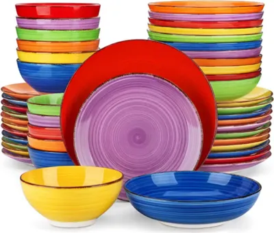 Produktbild von Sorella Tafelservices – 6 Personen – 48-teilig – Bunt – Keramik – Essteller, Tiefe Teller, Frühstücksteller, Dessertteller