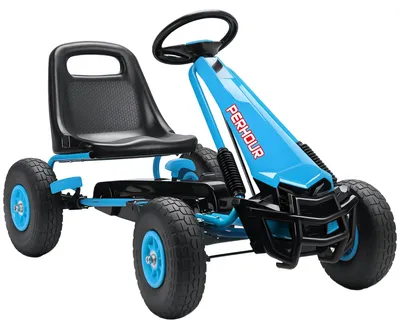 Produktbild von Kinder-Tretkart mit verstellbarem Sitz | Farbe: Blau und Schwarz | Abmessungen: 61x110x62 cm