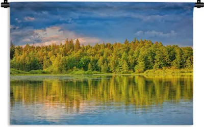Produktbild von MuchoWow® Wandteppich Wandbehang Wasser - Natur - Wald 90x60 cm Tapisserie Dekoration Wandtuch - Wandskulpturen - Bildteppich