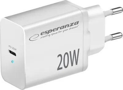 Produktbild von Esperanza 20W USB-C PD Wandladegerät WEISS (EZC104W)