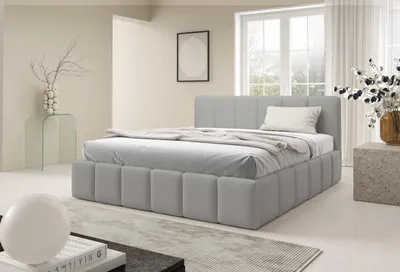 Zdjęcie produktu dla DEKORI INTERIORS Łóżko tapicerowane KALLA Slim 180x200 cm z pojemnikiem na pościel - QUELLE 83