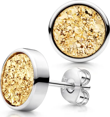 Produktbild von MATERIA by Matthias Wagner Damen Ohrstecker rund gold - Naturstein Ohrringe Silber 925 SO-74-Gold