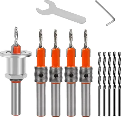 Produktbild von Senkbohrer-Set, 5 Stück (2,8/3,0/3,2/3,5/4 mm), Senkbohrer für die Holzbearbeitung mit einstellbarem Tiefenanschlag für Holz. (8 mm Senkdurchmesser)