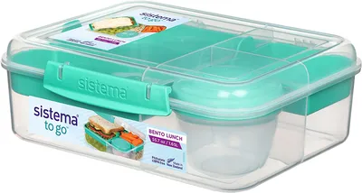Produktbild von Sistema 1.65L Bento Lunch TO GO, Box, Rechteckig, 1,65 l, Blau, Transparent, Kunststoff, Drehen