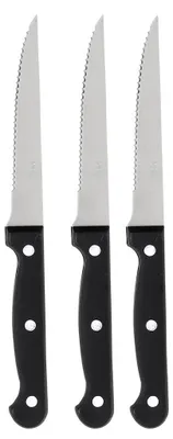 Steakmesser-Set, 3 Stück, Edelstahl, schwarz, 22 cm