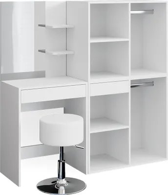 Produktbild von Schminktisch Vicco Isabelle Weiß 140 cm mit Hocker und Schrank, Model 34454