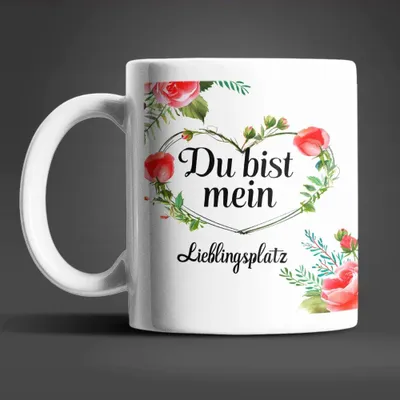 Produktbild von Du bist mein Lieblingsplatz Valentinstag Kaffeetasse Teetasse Tasse Geschenkidee