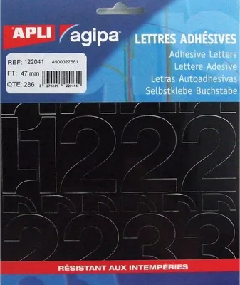Produktbild von Agipa - Etiketten Zahlen Buchstabenhöhe 47 mm, 286 Zahlen