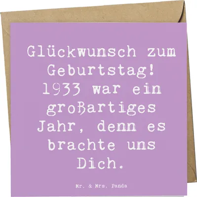 Produktbild von Mr. & Mrs. Panda Klappkarte Spruch 1933 Geburtstag - Lavendeltraum - Geschenk, anlasskarte, doppelkarte, Alter, handgefertigt, Liebe, Grußkarte, Geburtstagsgeschenk