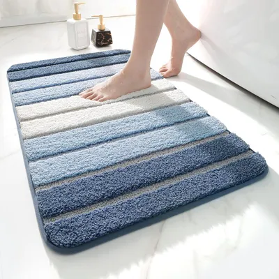 Produktbild von Rutschfeste Badematte, extra weicher Badezimmerteppich, maschinenwaschbar, wasserabsorbierend, 40 x 60 cm, Blau - 1 Stück