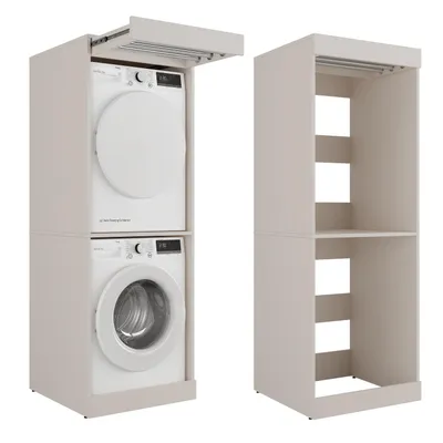 Produktbild von Waschmaschine Trockner Schrank mit Trockenauszug Waschmaschinenschrank für Waschmaschine & Wäschetrockner Überbauschrank 187 x 65 x 66 cm (Kaschmir)