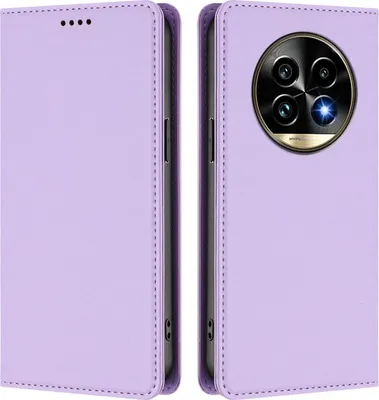 Immagine prodotto di Custodia in pelle per Realme 13 Pro / Realme 13 Pro+ 5G, custodia a libro magnetica in Finto cuoio con supporto, viola chiaro