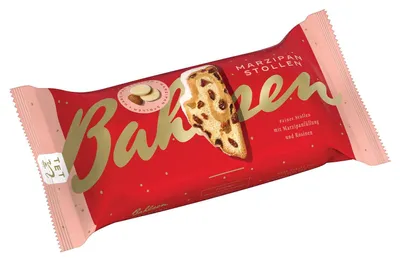 Obrázek produktu pro Bahlsen Marzipan Stollen se sultánkami a jemnou marcipánovou náplní 400g, Obrázek vytvořený pomocí AI