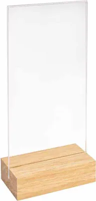 Produktbild von Doppelseitiger Tischkartenhalter DIN Lang Hoch mit Fuß aus hellem Bambus / Werbeaufsteller / Menükartenhalter / Bildhalter / Tischaufsteller / Holz / Gastronomie - Zeigis®