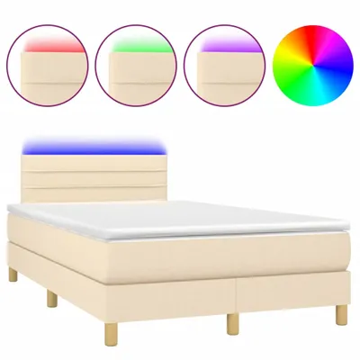 Produktbild von vidaXL Boxspringbett mit Matratze & LED Creme 120x190 cm Stoff